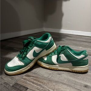 Nike Suede Forest Green and White Sneakers